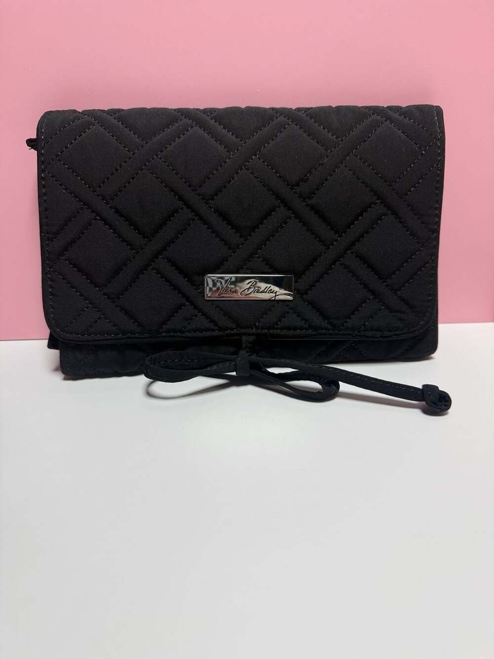 Vera Bradley Black Quilted Jewelry Organizer Roll